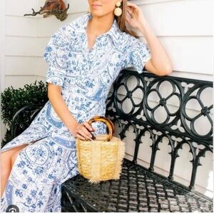 Tuckernuck Dress in Blue and White Paisley